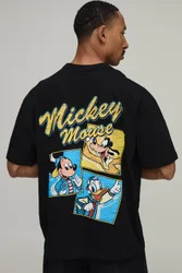 Herren Übergroßes Micky Maus Lizenz-Print Oberteil Black Größe Small