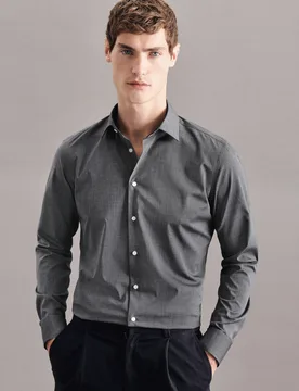 X-Slim Business Hemd Uni Grau 36 - Seidensticker - FashionsVida