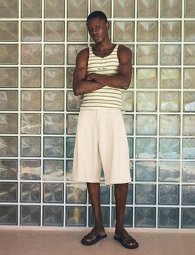 Bermuda Super Baggy Fit En Lin 40 Sable
