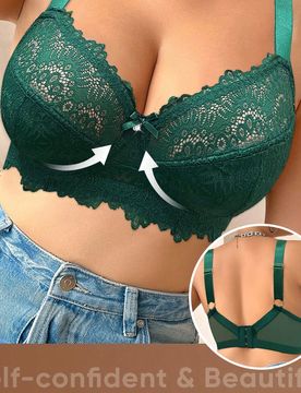 Pieza Sujetador lencero con encaje y aros, talla grande, para Navidad