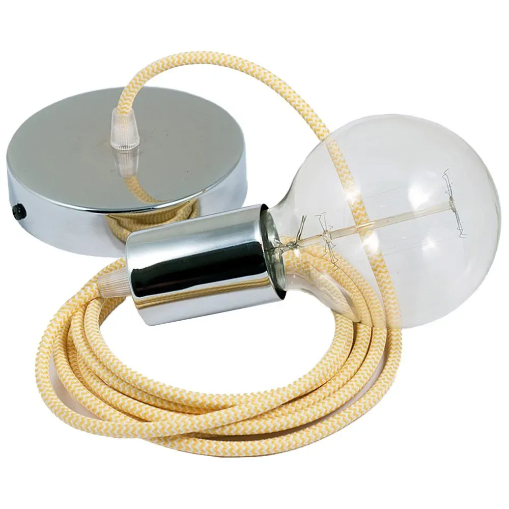 Cables Suspension Luminaire Rz10 Zigzag 2 M Yellow / Chrome Plated One Size - Creative - FashionsVida