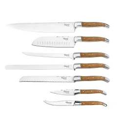 Messerset 7-tlg. Laguiole mit Rosenholzgriffen