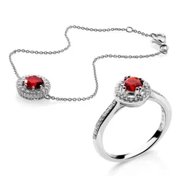 Kaia' Womens 925 Sterling Silver Set: Bracelet + Ring - Set-7477/ru - Size O 1/2