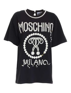 T-shirt logo Pearls Double Question Mark nera