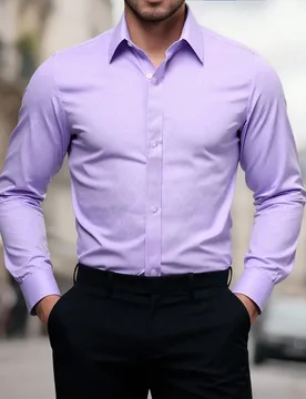Camisa formal de manga larga casual con botones para hombre, camisa de vestir púrpura para hombre, camisas de vestir para hombre, camisas casuales de - Shein - FashionsVida