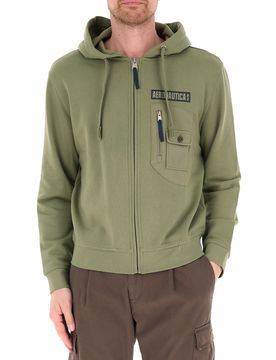 Felpa con zip VERDE MILITARE M