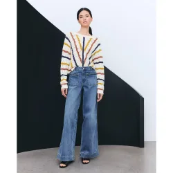 Vaquero de mujer trenza con bolsillos
