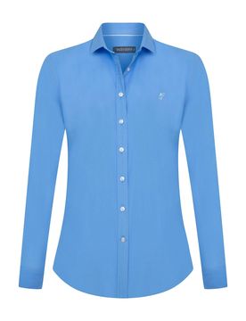 Jacey Quinn Blusa azul / blanco