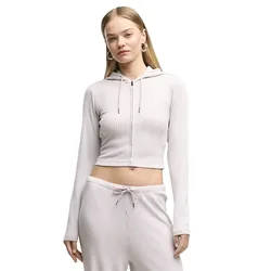 Select Felpa Con Zip Essential Ribbed Soft Touch Misty Pink Heather S