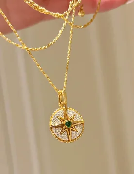 French Retro Style Star Compass Pendant Necklace, Light Luxury, Fashionable And High-end, Set With Zircon Women's Jewelry - Aliexpress - FashionsVida
