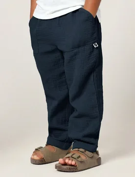 Pantalones de algodón de muselina SUMWON con elástico en la cintura, pantalones casuales transpirables para verano, pantalones informales para vacac - Shein - FashionsVida
