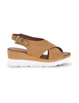 Sandali beige con zeppa e fasce incrociate 1107704 36