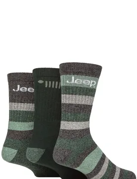 Mens 3 Pair Jeep Cotton Rich Cushioned Boot Socks Forest / Green 6-11 - Multi Coloured - Size: 6-11 Mens - SockShop - FashionsVida