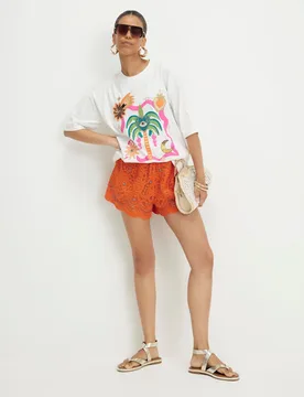 Pure Cotton Embellished Palm Boyfriend T-Shirt White Mix female - River Island - FashionsVida