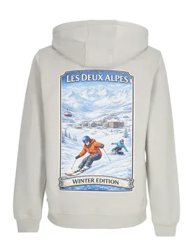 Felpa Cappuccio Uomo Holidays Winter Edit Deuxalpes Hoodie Light Asphalt - ATIPICI - FashionsVida