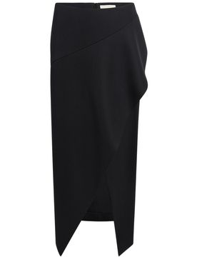 Flowing Asymmetrical Flounce Wool Mini Skirt