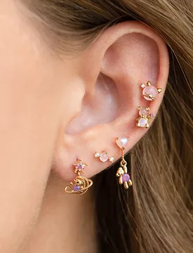 Pcs Gold Plated Cartoon Earring Set Cute Pink Cubic Zirconia Bear Cat Candy Stud Dangle Earring Pack Y2k Jewelry for Women Gift - Aliexpress - FashionsVida
