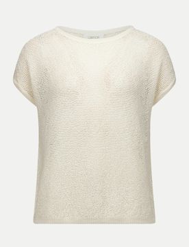 Kurzarm Strickpullover Beige 42