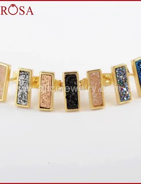 BOROSA 5/10Pairs Rectangle Gold Color Bezel Rainbow Titanium Druzy Stud Earrings Drusy Earring Gems Jewelry for Women ZG0280 - Aliexpress - FashionsVida