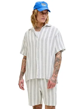 Camicia A Maniche Corte Coba Striped Resort Cloud Dancer / Stripes Stripes 2XL - Jack & jones - FashionsVida