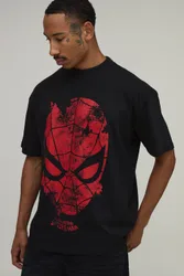 Herren Übergroßes SpiderMan Klassisches Lizenz-Print Oberteil Black Größe XS