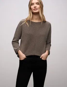 Two-Tone Strukturshirt female Braun