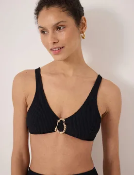 Crinkle Bikini Top Black female - hush - FashionsVida