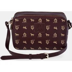 Bolso bandolera sintético grabado doble cremallera