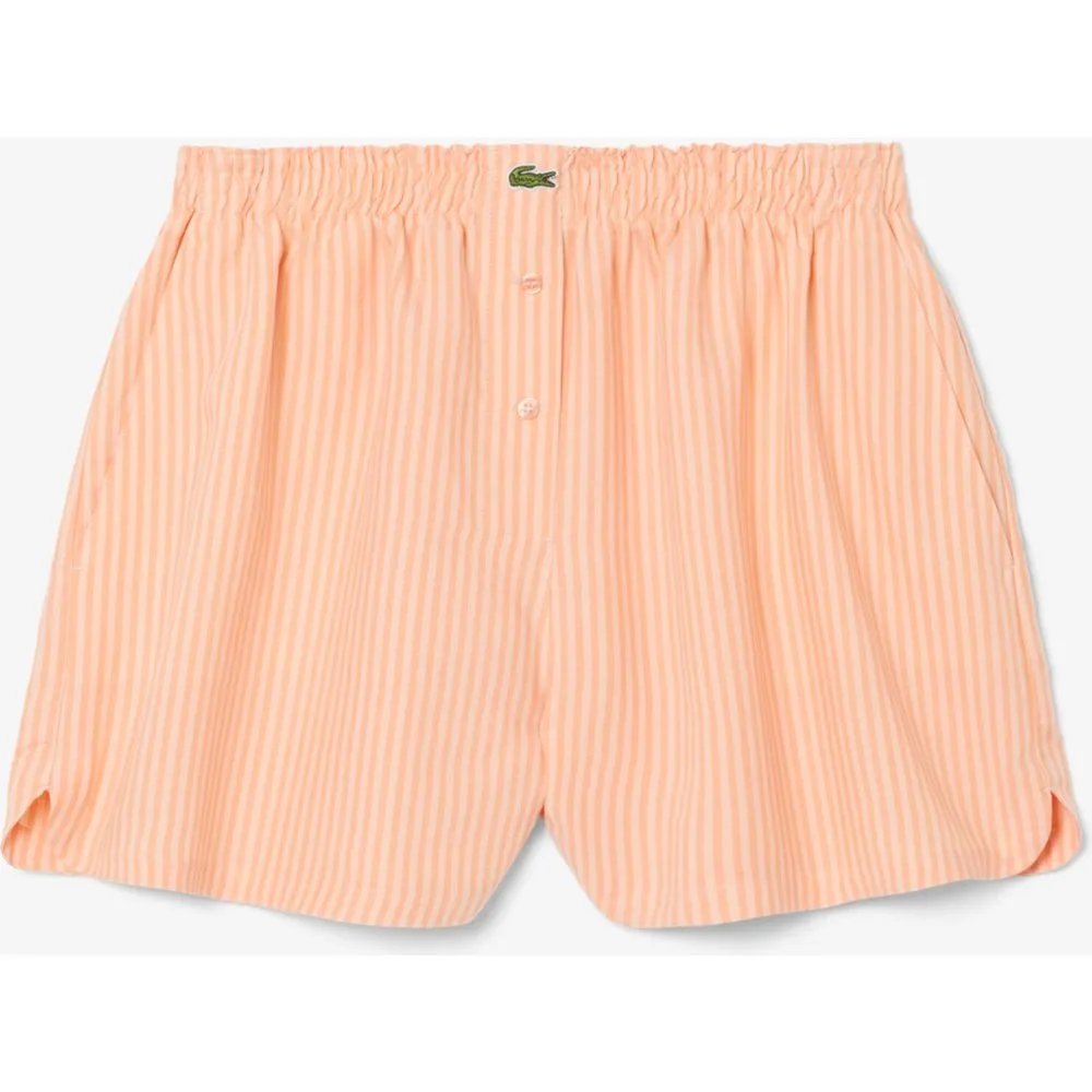 Short de mujer corto oversized de mezcla de lino en marrón - Lacoste - FashionsVida