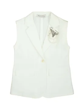 Blazer bianco smanicato con spilla sul davanti - Manila Grace - FashionsVida