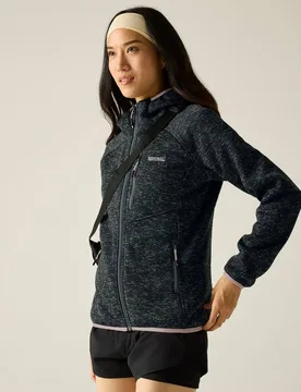 Women's Newhill Hooded Full Zip Hiking Fleece Sweatshirt in Dark Grey Size: 14 - Dark Grey - Size: 14 - Regatta - FashionsVida