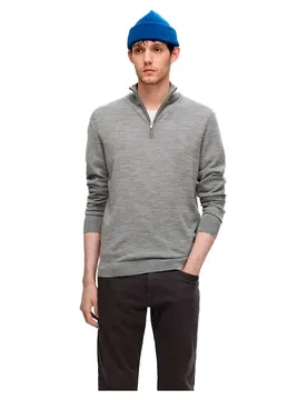 Maglione Con Mezza Zip Tray Medium Grey Melange M