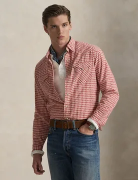 Camisa de hombre de trabajo de algodón estampada - Polo Ralph Lauren - FashionsVida
