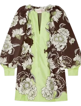 Valentino Floral Print Silk Mini Dress - Valentino Garavani - FashionsVida