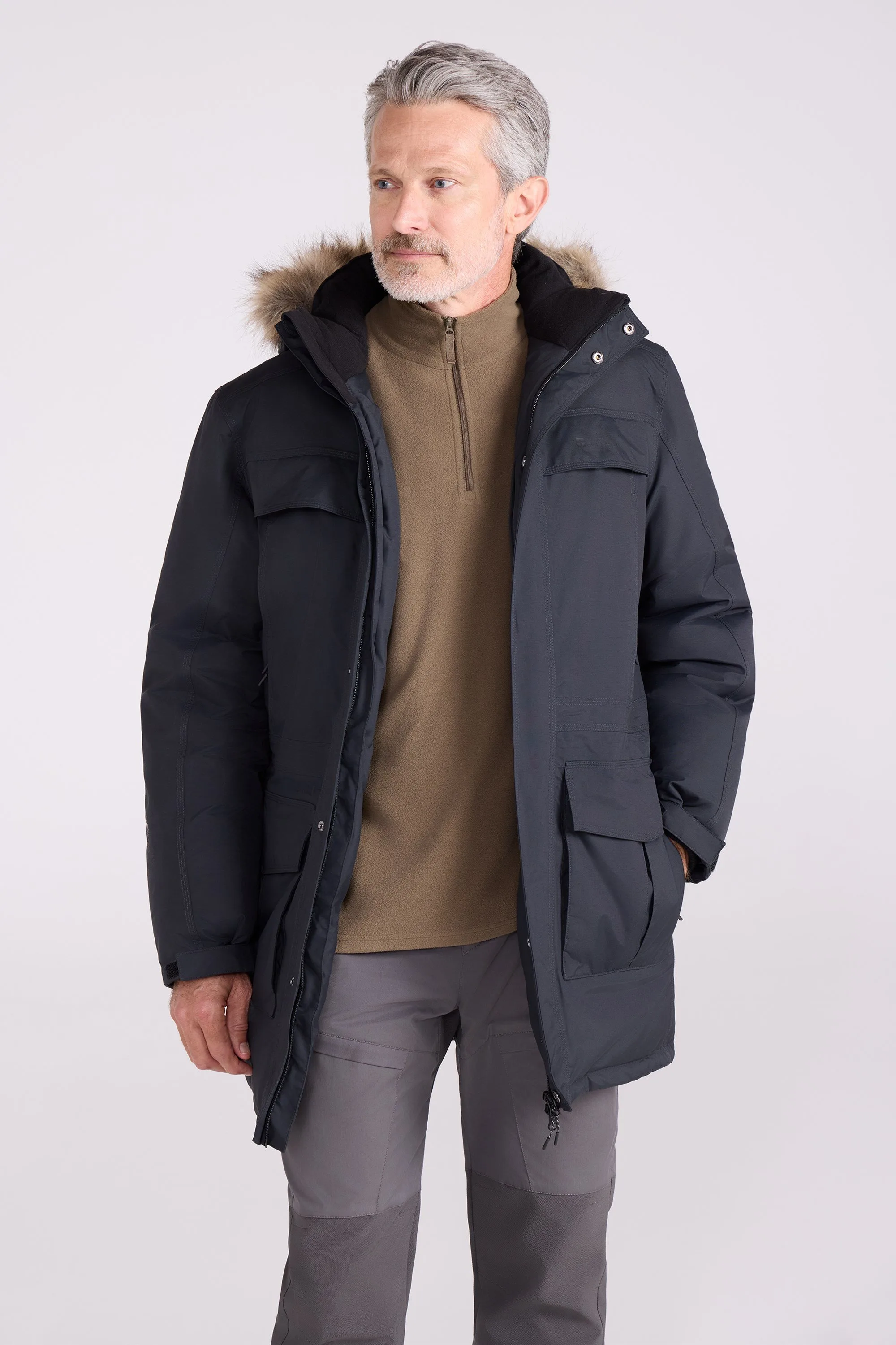 Antarctic Extreme Waterproof Mens Down Jacket - Grey - Grey - Size: L - Mountain Warehouse - FashionsVida