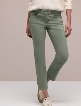 Mid Waist Straight Leg Jeans im Slim Fit female Grün
