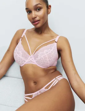 Lindy Lace Wired Plunge Bra (F-H) Pink Sorbet female - Boutique - FashionsVida