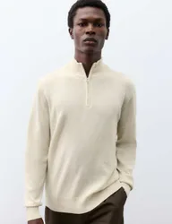 Pure Cashmere Half Zip Jumper Neutral male