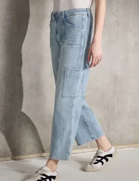 Street One Straight Leg Cargo Jeans female Blau - Street One Studio - FashionsVida