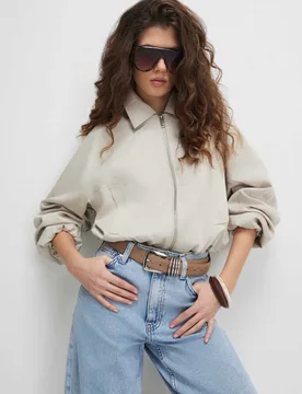 Lyocell™ Rich Oversized Harrington Jacket Cream female - River Island - FashionsVida
