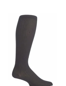 Pair Charcoal Merino Wool Rib Knee High Socks Men's 10-12 Mens - - Grey - Size: 10-12 Mens - Pantherella - FashionsVida