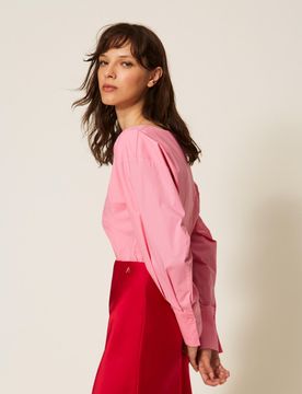 Chemise en popeline avec finition croisée