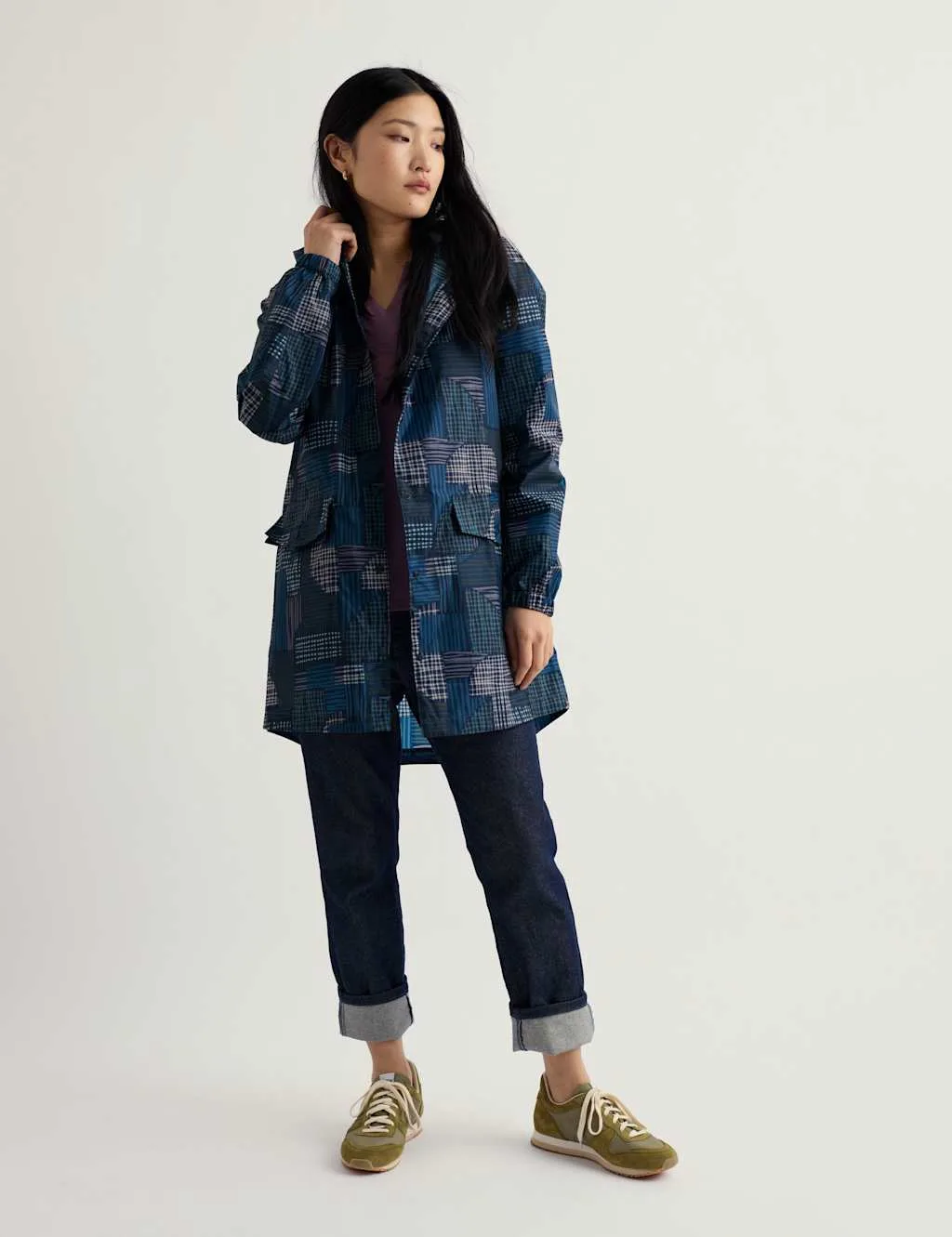 Geometric Waterproof Hooded Packaway Raincoat Multi female - Seasalt cornwall - FashionsVida