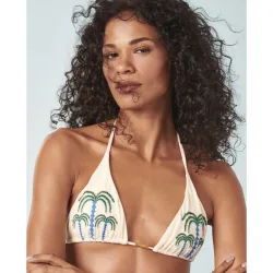 Top de bikini triángulo estampado con relleno
