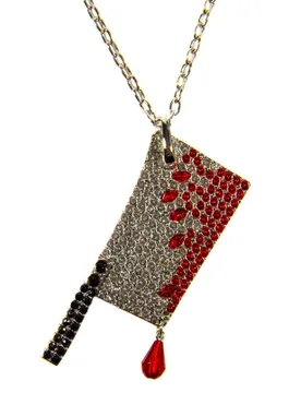 Kreepsville Gothic Halskette Hackbeil silber-rot - Ripper Merchandise LTD - KF - FashionsVida