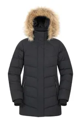 Isla II Womens Long Down Jacket - Black - Black - Size: 20