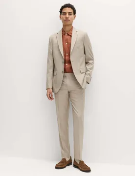 Slim Fit Stretch Ultimate Suit Trousers Neutral male - M&S - FashionsVida