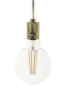 Cables Suspension Luminaire Textile Knurled Aluminum 1.2 M Brass One Size - Creative - FashionsVida