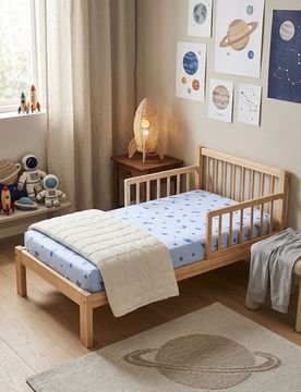 Lenzuolo con angoli con motivo spaziale - blu pallido