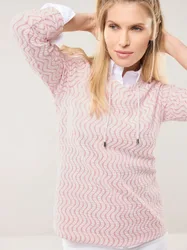 Sweatshirt perfekte Welle, normale Größen, Farbe Rosa, 46, modische Wellenstruktur angenehmer Baumwollmix Damen